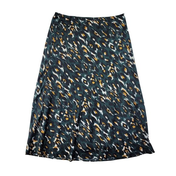 Express Leopard Print Satin Midi High Rise Skirt - Picture 1 of 10